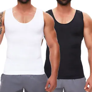 CATTIBOR 1/2 Pack Men's Compression Vest Shapewear Tanks Tops,Men Sport Vest Body Shaper Tummy Control Tops for Running Fitness GYM Shirt,Menswear Underwear,Back to School Outfits