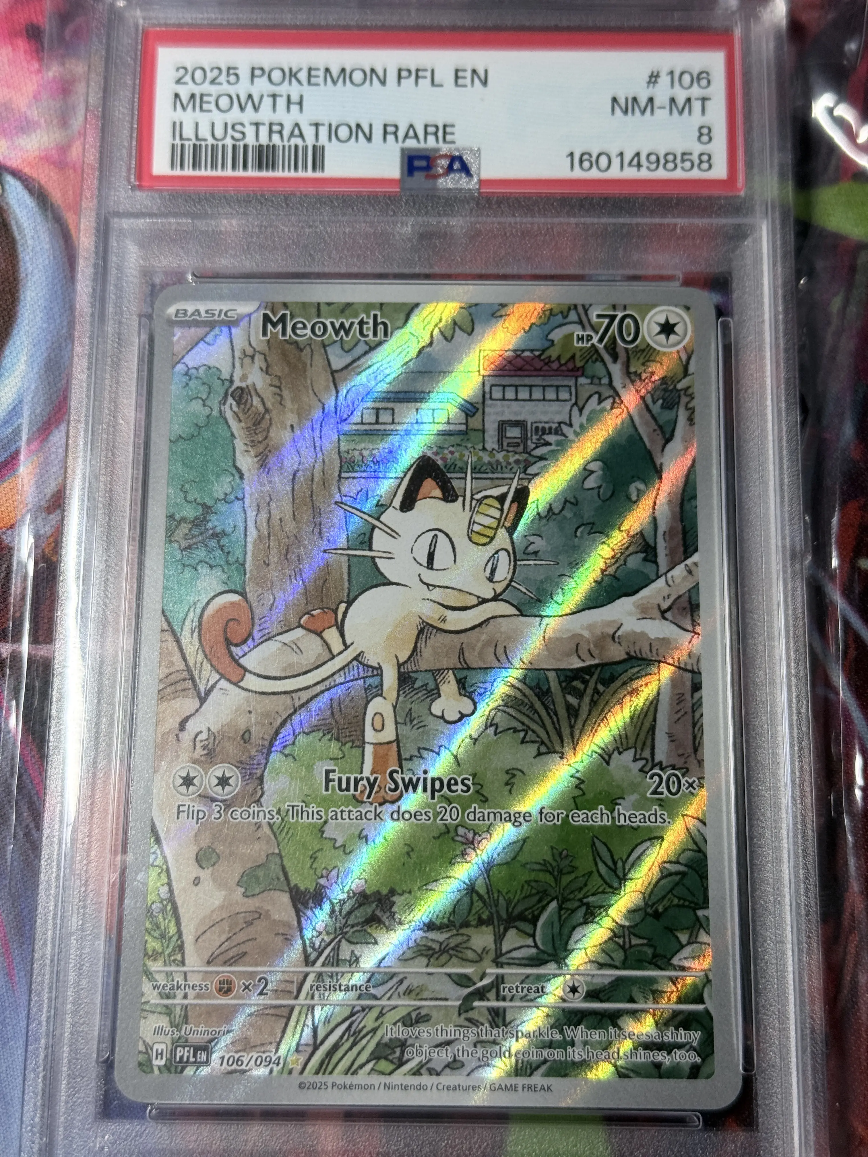 Meowth - ME02: Phantasmal Flames (PFL) PSA 8