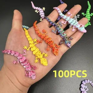 100 Randomly Colored 3D Printed Gecko Figurines - Glam Whimsical Home Decor Ornaments, Decorative ltems, Mini Gifts for Living Room, Weddings, Festivals summerwins