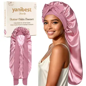 YANIBEST Satin Sleep Bonnet for Natural Hair- Extra Long Adjustable Silk Hair Bonnet for Braids, Locs, Curls #SummerVibes