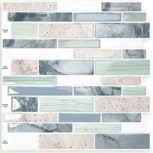 DEWOO 10 Sheets Smooth Thicker Design Vinyl Peel and Stick Tile Backsplash 12" x 12" Self-Adhesive for Kitchen & Bathroom Decoration Items Sticker Decorative Ornaments Waterproof Material Easy to Use Marble Pattern Wallpaper