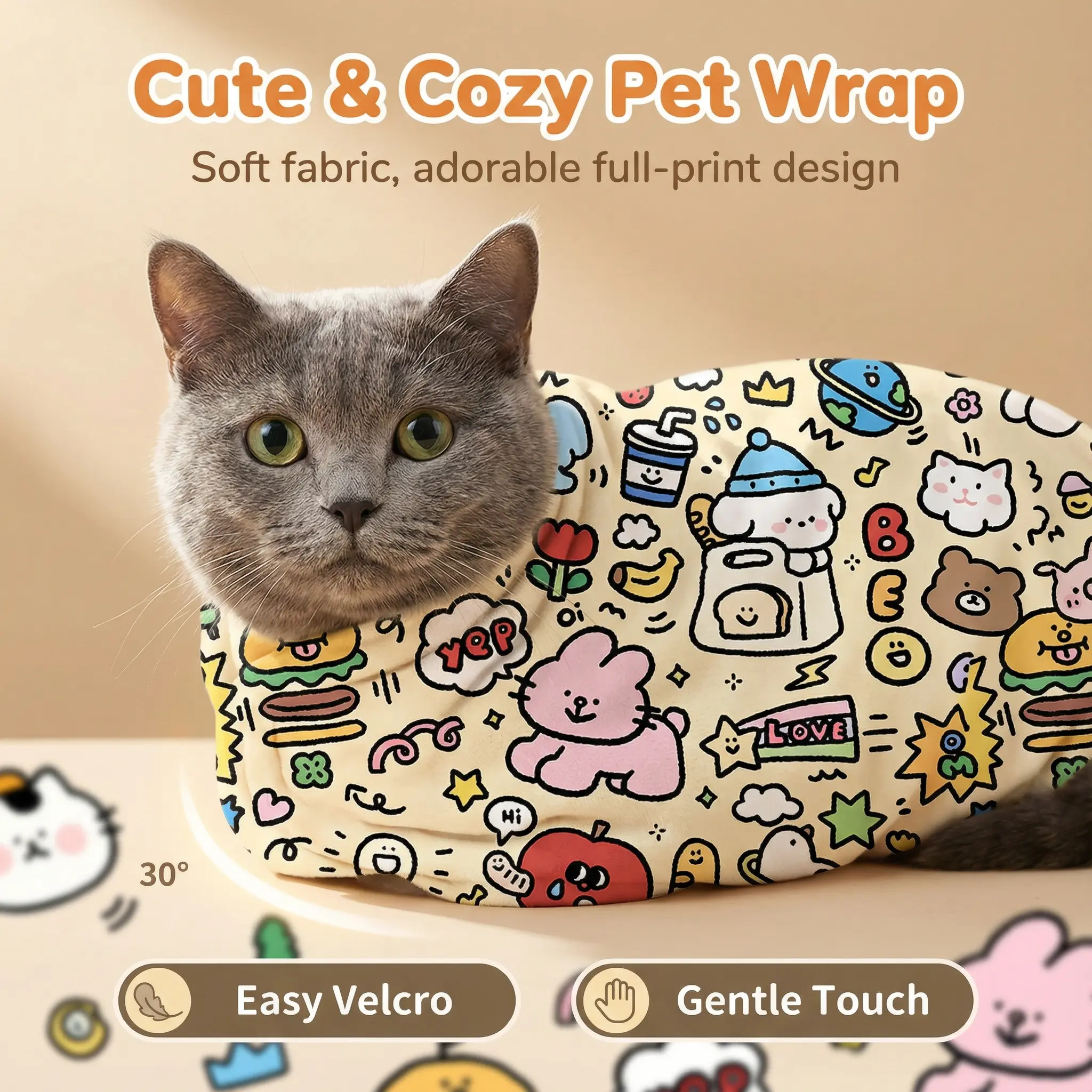 Anti-Scratch Cat Grooming Wrap, Soft Calming Restraint Bag with Adjustable Buckles - Grooming Accessories for DIY Nail Trimming, Bathing, Ear Cleaning & Beauty/Hair Care, Do It Yourself