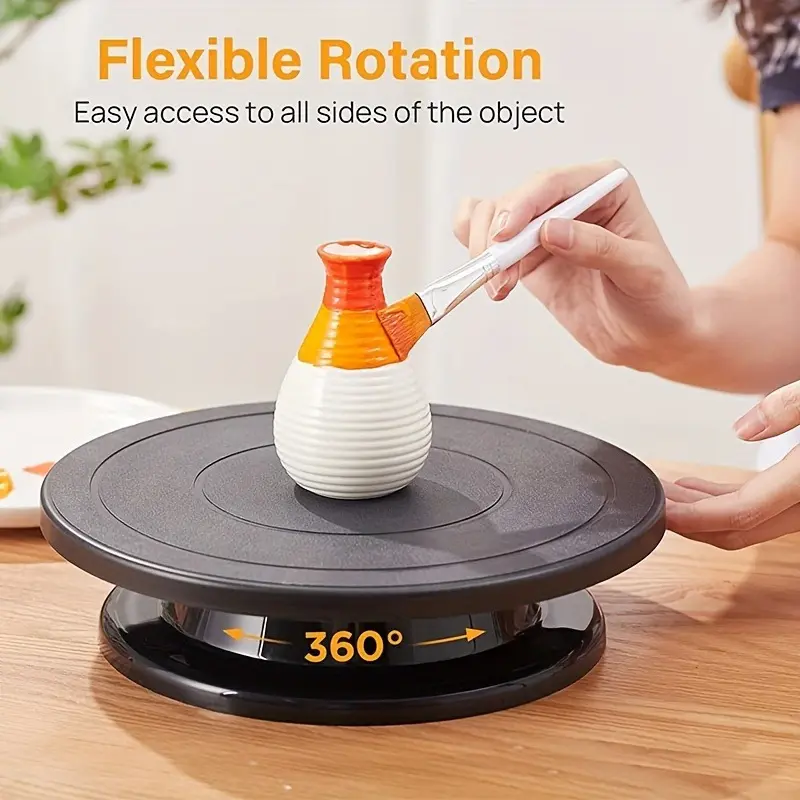 1pc Black Painting Spinning Cake Turntable - Pottery Wheel Accessories for Cake Decorating, Display Item Holder, and Lightweight Painting Turntable -