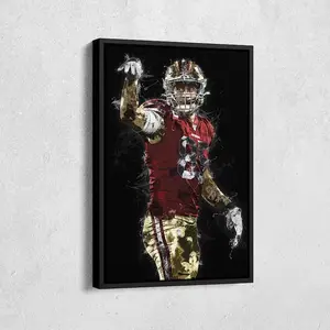 George Kittle Canvas Print - San Francisco 49ers Wall Art, NFL Decor for Home & Man Cave, Football Gift, Framed Poster ( Unframed - Print Only ) (No Frame)