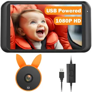 Babyvue USB Car Camera for Baby : 4.5" Baby Car Camera with 1080P Crystal Clear Mirror View, Easy Installation Carseat Rear Facing Moitor for Kids, HD IR Night Vision Backseat Monitor