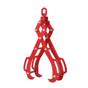 36In Log Lifting Tongs with 4 Claw Timber, 360°Swivel Dragging, Heavy Duty Logging Grabbler, Anti-Slip Wooden Tongs, Steel Log Lifting Tongs for Tractors, Skidders, Firewood, Lumber, Red