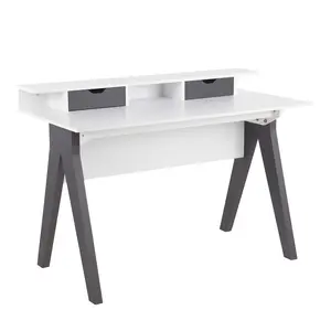 Dreamzon Wishbone Contemporary Desk in Grey and White Wood by LumiSource