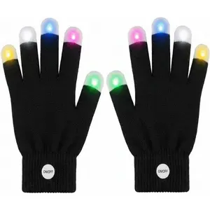 Black Light Show LED Gloves with Color Changing Light Up Fingertips, Flashing Sensory Toys for Autism, Cool Party Gifts for Kids Teens Adults
