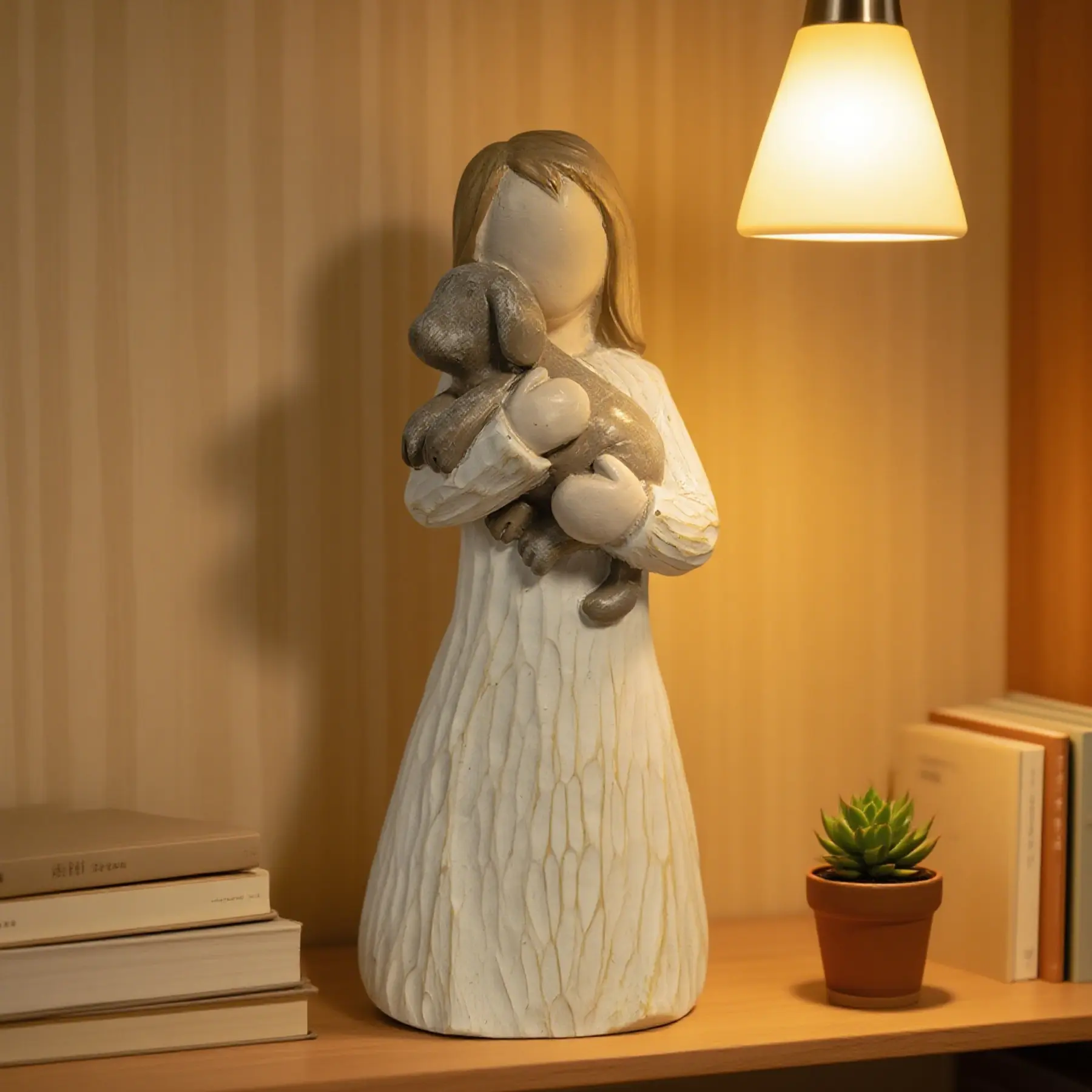 Warm Resin Girl Hugging Dog Statue, Indoor Outdoor Home Decorative Sculpture, Perfect Pet Memorial Gift, Birthday Present, Room Decoration, Cute Collectible Figurines, Garden Sculptures Statues