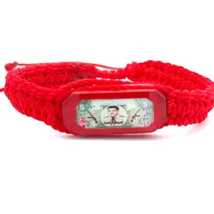 Jesus Malverde Red Thick Handmade Bracelet