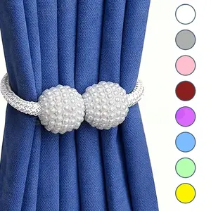 Elegant Curtain Tiebacks with Faux Pearls, Set of 2 Decorative Holdback Clips for Living Room & Bedroom, Home Office Fashion Accessory, Window Decorations Supplies