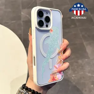 Chic Magnetic Case for iPhone11/12/13/14/15/16/promax Whale Shark Floral Illustration MagSafe Ready, Anti-Slip, Ultra Thin | Aesthetic Touch for Daily Use