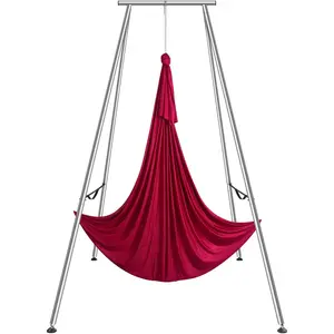 【DealsForYouDays】VEVOR Aerial Yoga Frame & Yoga Hammock, 9.67 ft Height Professional Yoga Swing Stand Comes with 6.6 Yards Aerial Hammock, Max 551.15 lbs Load Capacity, Yoga Rig for Indoor Outdoor Aerial Yoga, Red