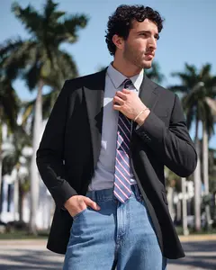 Express Relaxed Black Stretch Suit Jacket