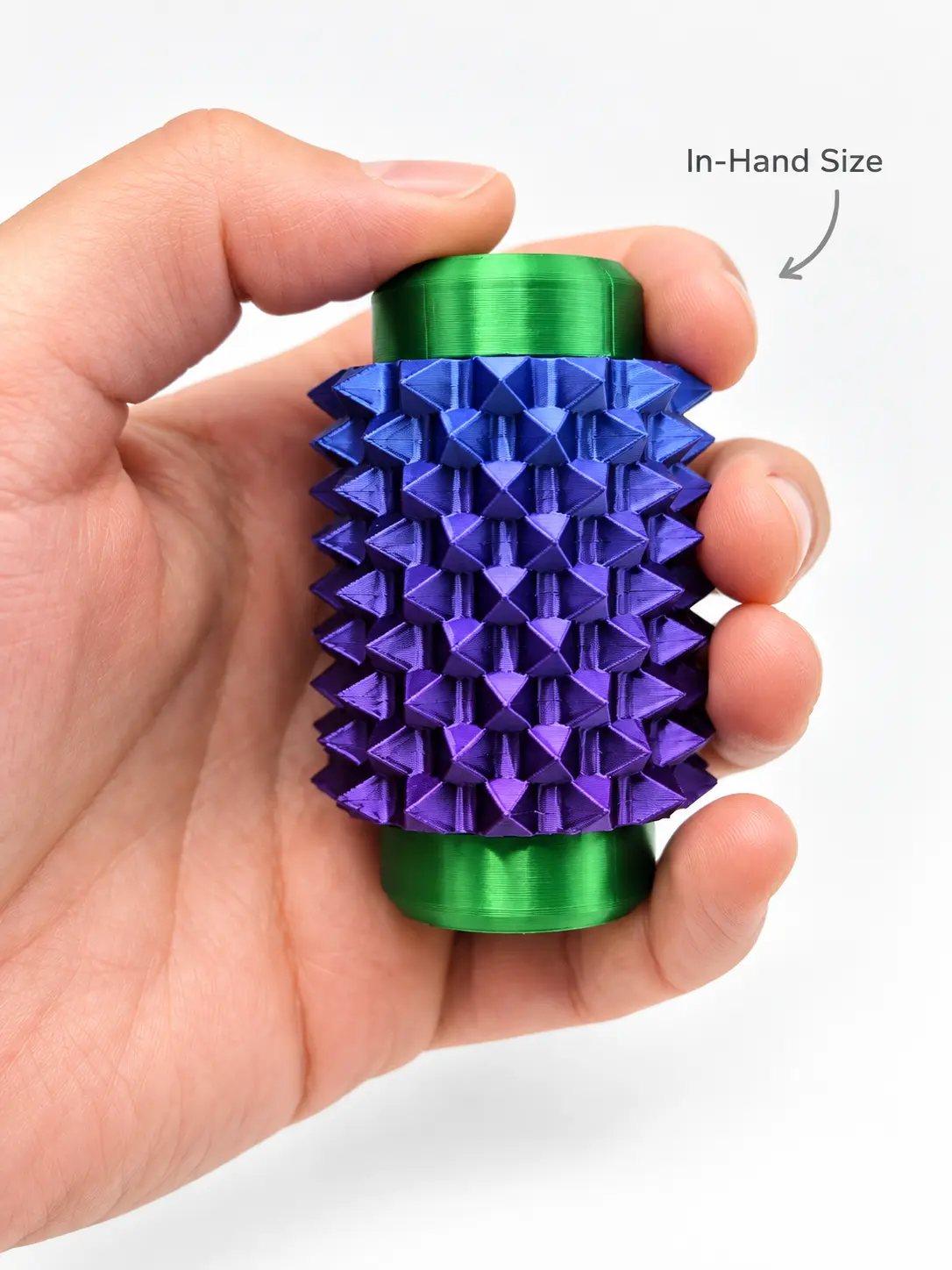 Spiky Tactile Stress Relief Fidget Roller - Chunky Shape, 12+ Cool Lip PLA Plastic Textured Sensory Hand Toy with Smooth Spin