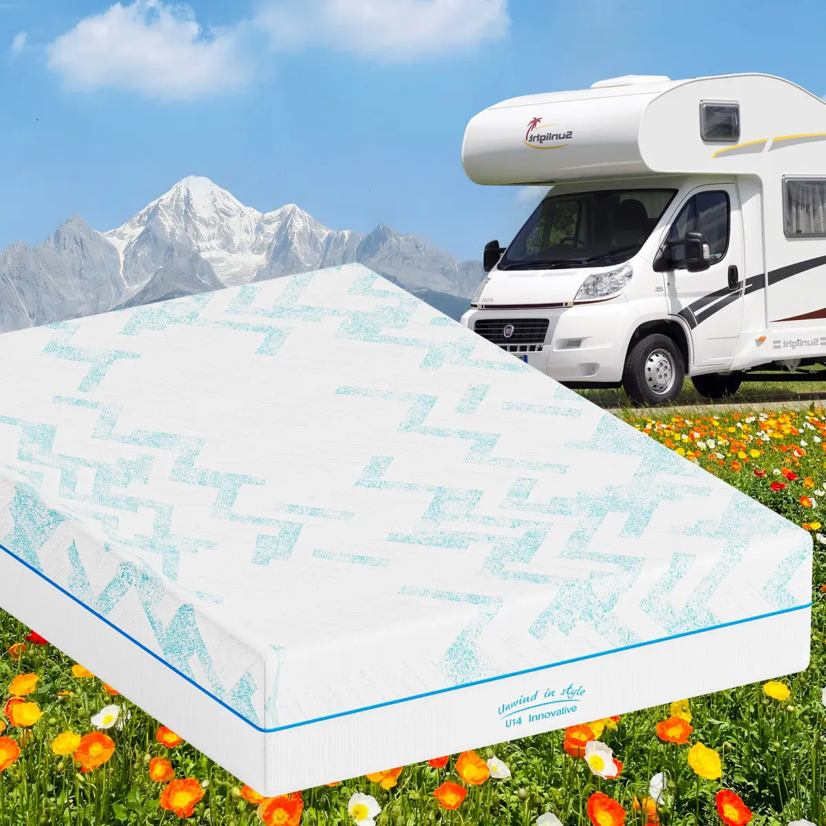 8-in Short Queen Memory Foam RV Mattress - Single, Gel Foam, Glass Fiber-Free, Medium Hardness, Breathable Moisture-Wicking Jacquard Cover, Safety Evaluated, CertiPUR-US & OEKO-TEX Standard 100 Certified, for Cooling Sleep, Memory Foam Mattresses