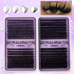 9–16mm DIY Lash Cluster Set, Individual Lash Clusters, Fluffy Eyelash Clusters, Individual False Eyelash, 640-Piece Ultra-Soft Wispy Volume, Tapered Cat-Eye 10D–100D Mixed Density with Glue & Tweezers, Prefer for Daily, Date Makeup