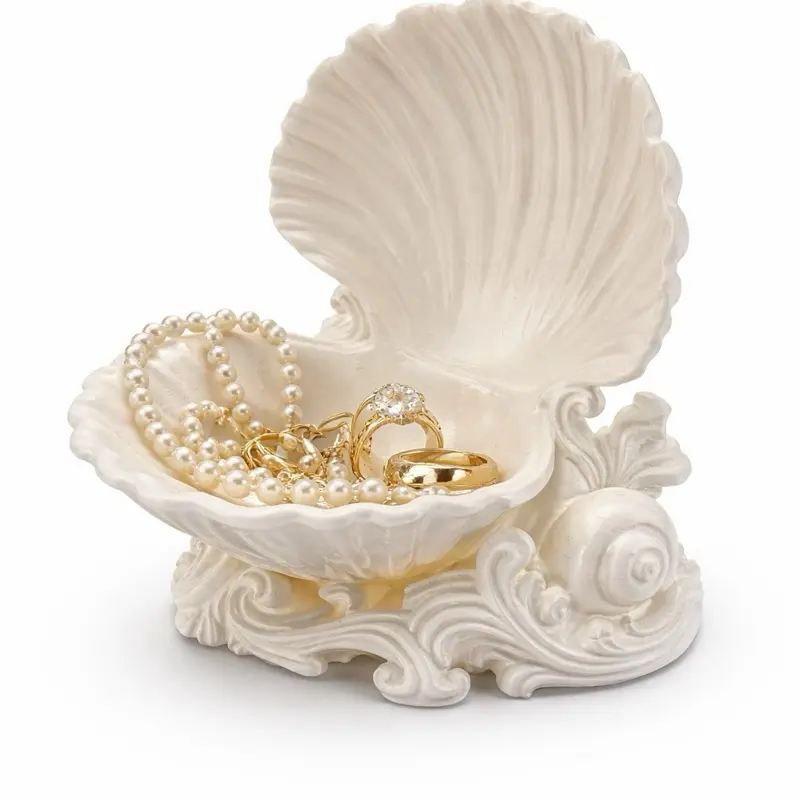 White Seashell Jewelry Holder Perfect for Rings, Earrings & Necklaces
