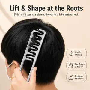 Men's Wide-Tooth Volumizing Hair Comb, Fluffy Texture Styling Comb for Root Lifting, Bangs & Natural Korean Style Volume