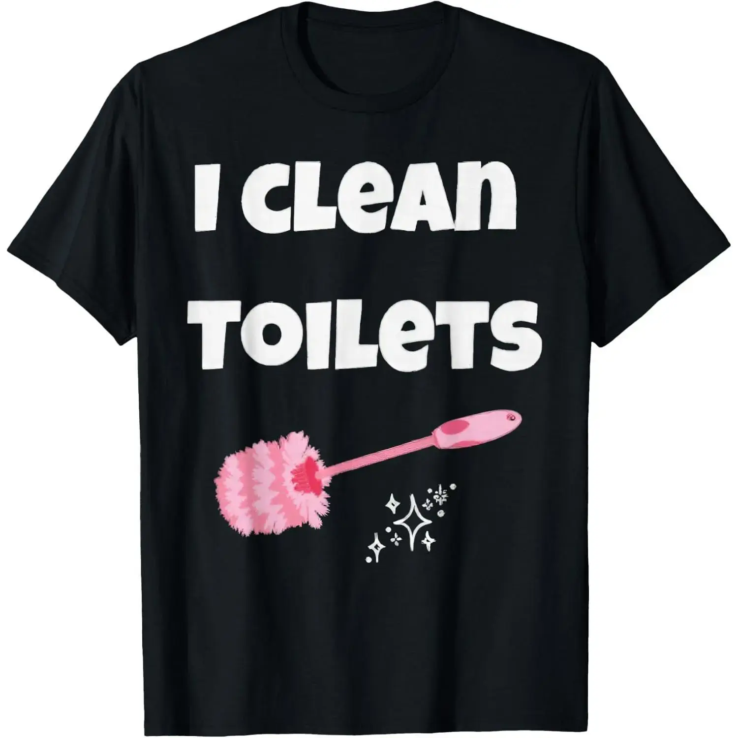 Men's 'I Clean Toilets' Funny Janitor T-Shirt, Casual Shortsleeve Graphic, Relaxed Fit, Breathable, Cotton, Classic, Fabric, Menswear
