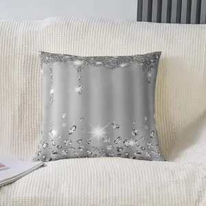 Set of 1 Diamond Outdoor Throw Pillow Covers,Jewelry Grey Cushion Case for Home Living Room Decor,Reversible Bling Party Decorative Throw Cushion Case