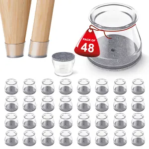 48Pcs Chair Leg Floor Protectors Chair Leg Protectors for Hardwood Floors Silicone pads Covers to Protect Floors reduces noise Universal L Clear Fit (1-5/16"~2") felt furniture pads