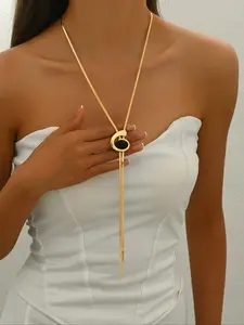 Women's Boho Style Chain Necklace, Vintage Trendy Y Necklace, Chic Jewelry As Gift for Girlfriend, Dainty Boho Necklace