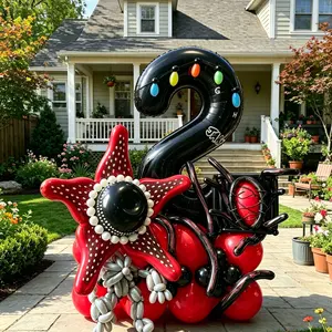 61-Piece Stranger Things Theme Balloon Set, Includes 32-Inch Number Balloons, //olive///blue Latex Balloons, Halloween Party Decor