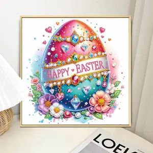 Easter Egg Pattern DIY Diamond Art Painting Kit without Frame, DIY Diamond Decorative Art Painting Kit for Beginner, Wall Art Decor for Home Living Room Bedroom
