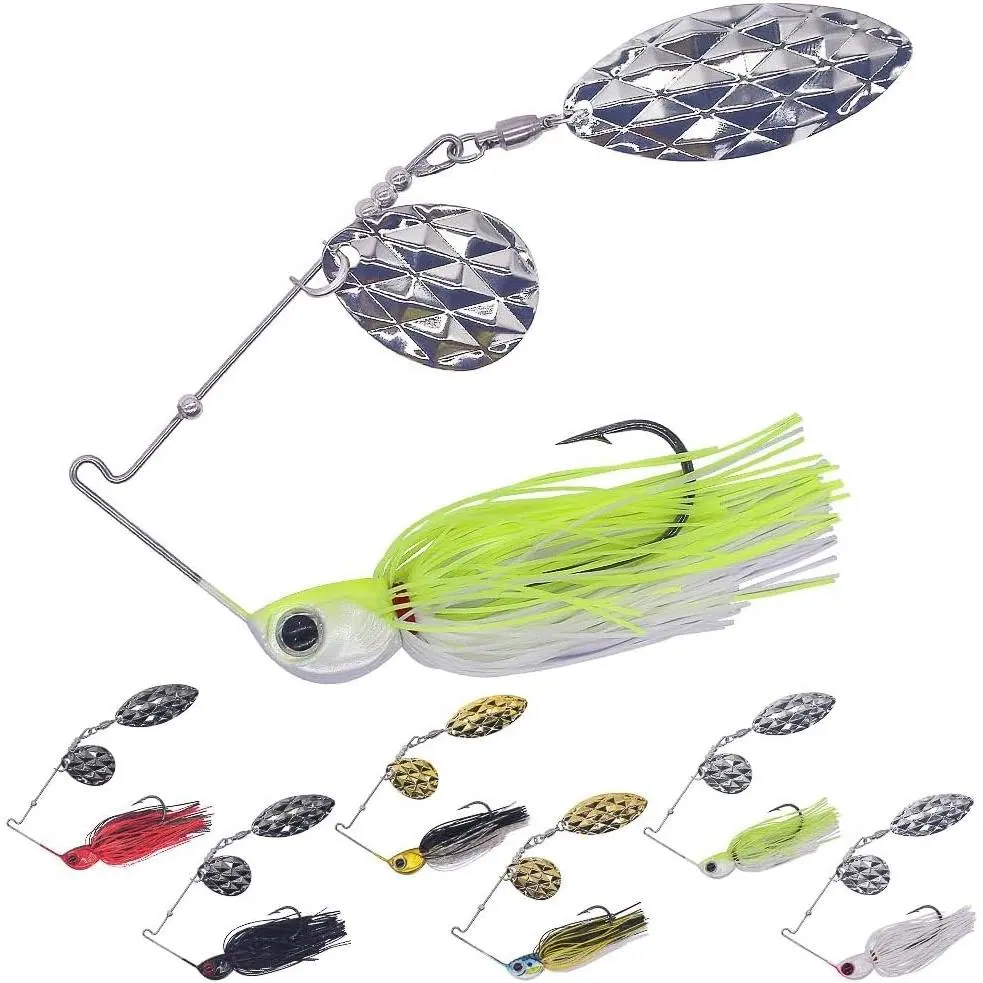 -Spinner-Baits-for-Bass-Fishing-Lures-Colorado  Spinnerbait Set 1/4 oz & 3/8 oz 6 Colors for Bass Pike Crappie & Trout Fishing