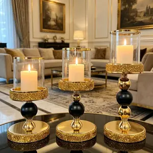 Elegant Gold/silver Color Crystal Glass Candle Holder with Windshield, Perfect for Romantic Dinners, Weddings, and Home Decor, Home Decoration