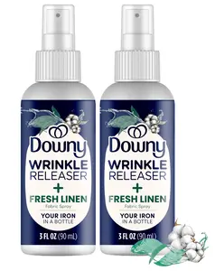 Downy Wrinkle Releaser Spray All In One Wrinkle Release Spray Travel Size, Odor Eliminator, Static Remover Fabric Refresher & Ironing Aid for Clothes 3 Fl Oz (Pack of 2), Crisp Linen Scent