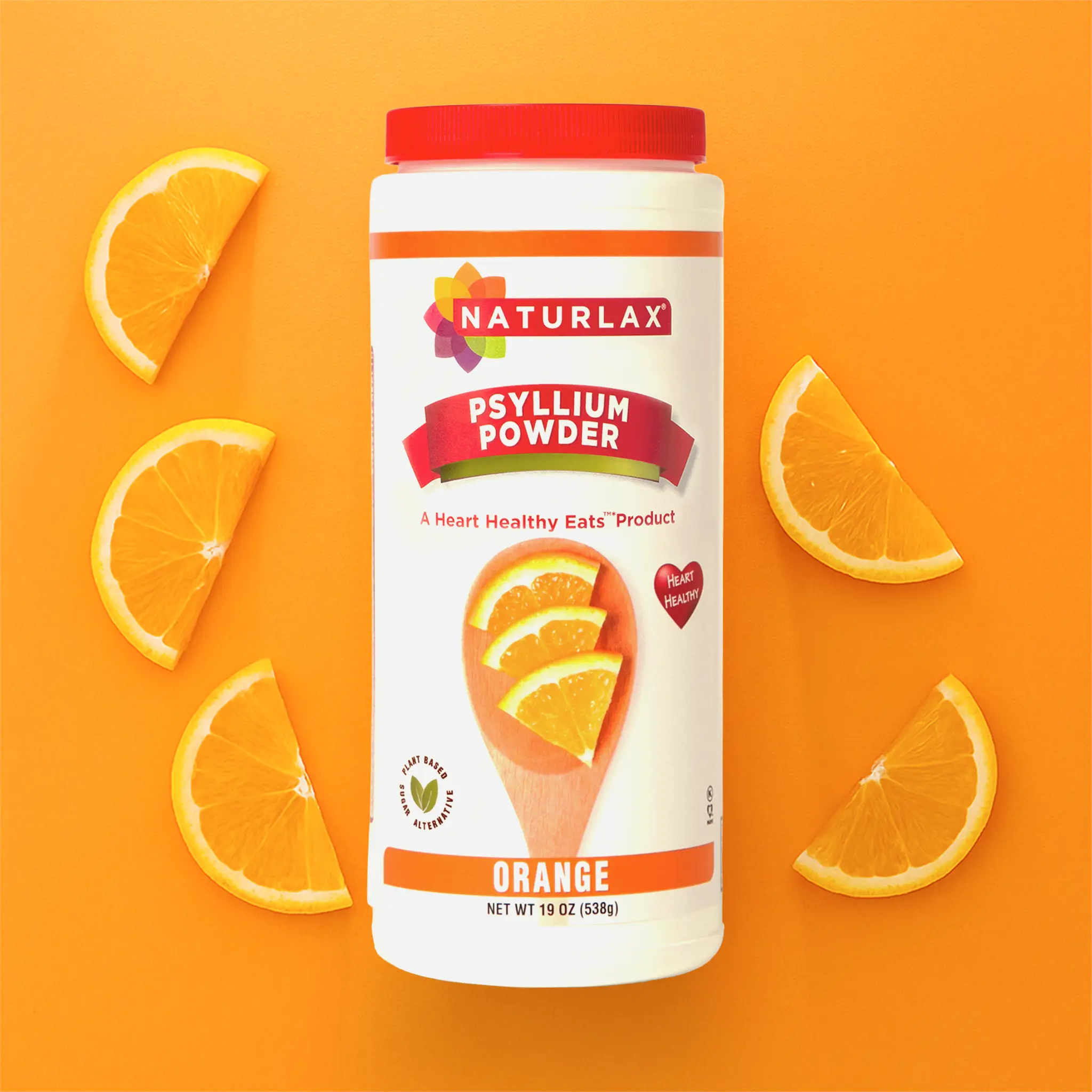 Orange Flavored Psyllium Husk Fiber Powder, Sugar-Free