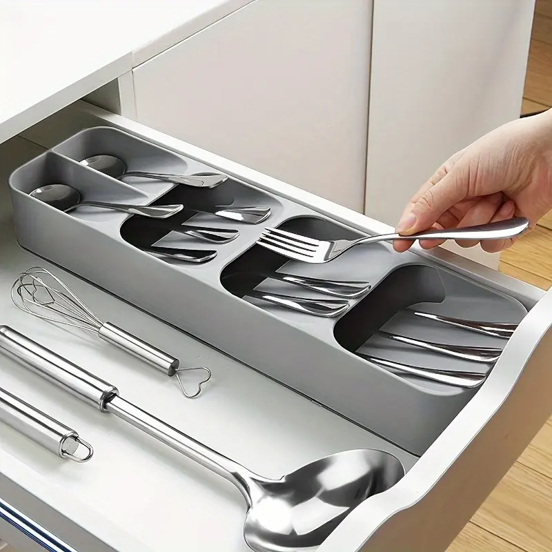 1pc Organize Your Kitchen Drawer with this Multifunctional Knife & Fork Divider Tray! Kitchen Organization Cutlery Storage Box Home Organizers Home Storage Supplies