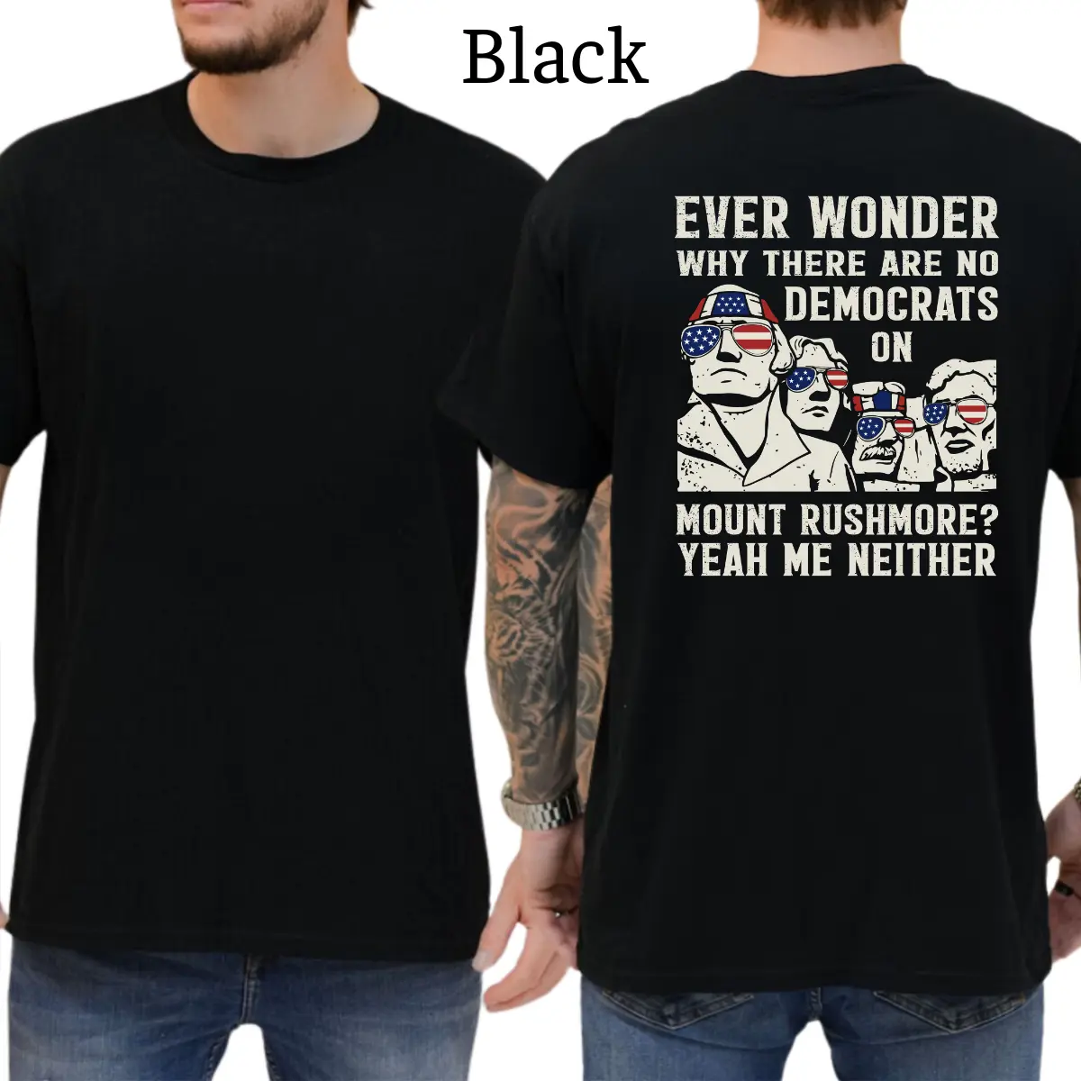 No Democrats On Mount Rushmore T-Shirt, Mens Shirts Funny, Conservative Political Graphics Tee, Patriotism Graphics Shirt, Men's Gifts, Casual Menswear, For Men
