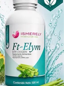ISMERELY Ft-Elym DTX-OXIGEN Liquid Oxygen Vitamin & Calcium Supplement - 500g/500ml Natural Digestive & Antioxidant Drink, Algae, Spirulina, Alfalfa & Apios for Immunity