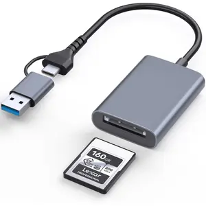 CFexpress Type A Card Reader, USB-C/USB-A 2-in-1 to CF Express Type A Adapter Memory Card Reader with USB 3.2 (Gen 2) 10Gbps, Compatible with Windows//Linux/Android