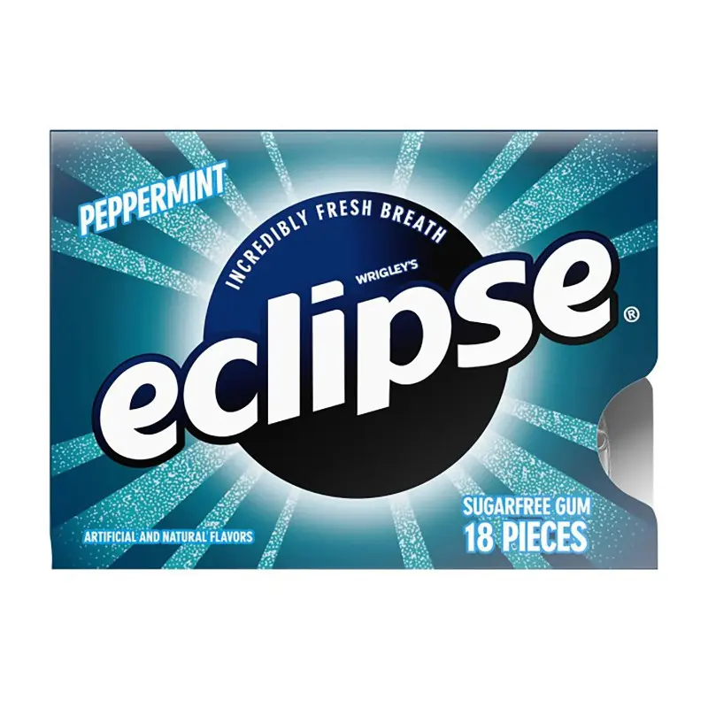 Sugarfree Gum Packs - 4x Eclipse Peppermint Flavor Breath Freshening Chewing & Bubble Gum, Cool Mint Flavor Pocket Pack Snack Candy (18ct)