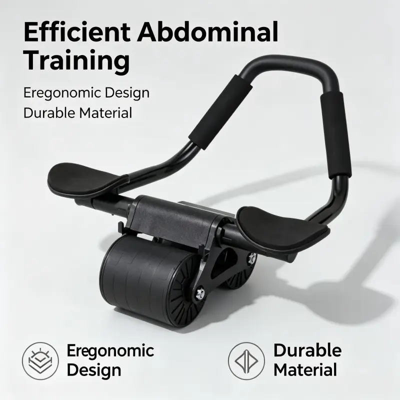 2026 New Automatic Rebound Abdominal Roller, Abdominal Exercise Wheel with Knee Pad, Abdominal Exercise Equipment, Dual-Wheel Flat Abdominal Roller, Beginner-Specific Core Trainer