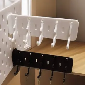 Extended pegboard accessories, hook-free punch rack storage, pegboard shelving