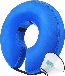 Soft Inflatable Dog Cone Collar Set, Protective Dog Donut Collar with a Comfy Plastic Cone for Dogs After Surgery, 2 E-Collars Protect More Areas, Adjustable Dog Cones for Large Medium Small Dogs