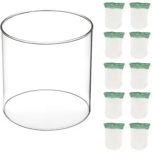 10-Pack Propane Lantern Mantles with Glass Globe: U-Shape & Standard Replacement Parts for Camping Lanterns. Clear Lantern Globe Compatible with Coleman Fuel Lanterns