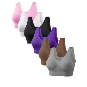 Seamless Wire-Free 6pcs Plus Size Sports Bras for Women - Racerback Straps for Running & Yoga - Backless Design summer outfits spring outfits