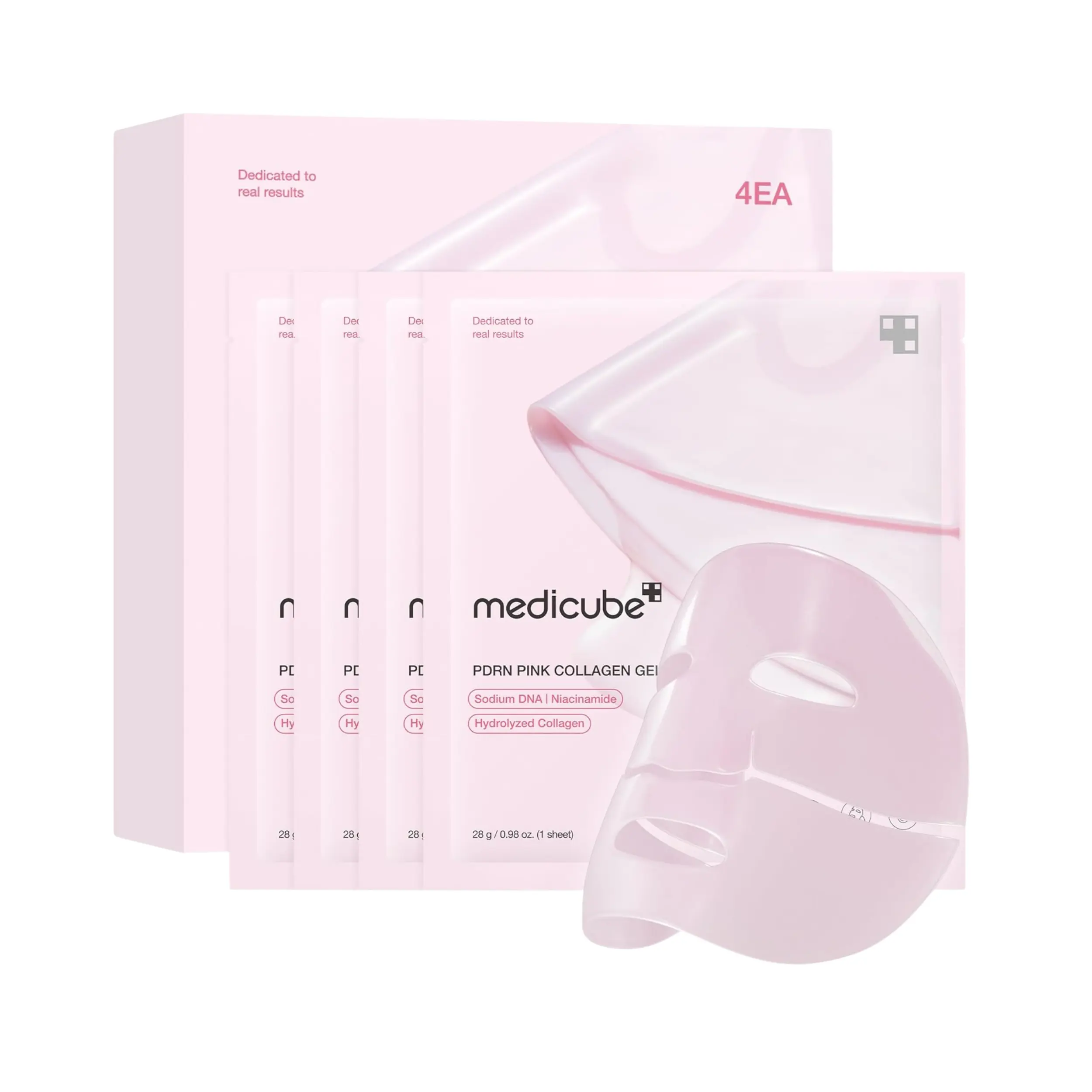 [Official Medicube Partner] PDRN Pink Collagen Gel Mask 4ea, Overnight Face Mask for Glass Glow Skin, Salmon DNA PDRN, Elasticity, Hydrating, Firming and Moisturizing