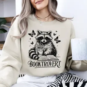 Booktrovert, Raccoon, Reading, Booktok, Library, Books Sweatshirt, Crew Neck, Women's, Crewneck