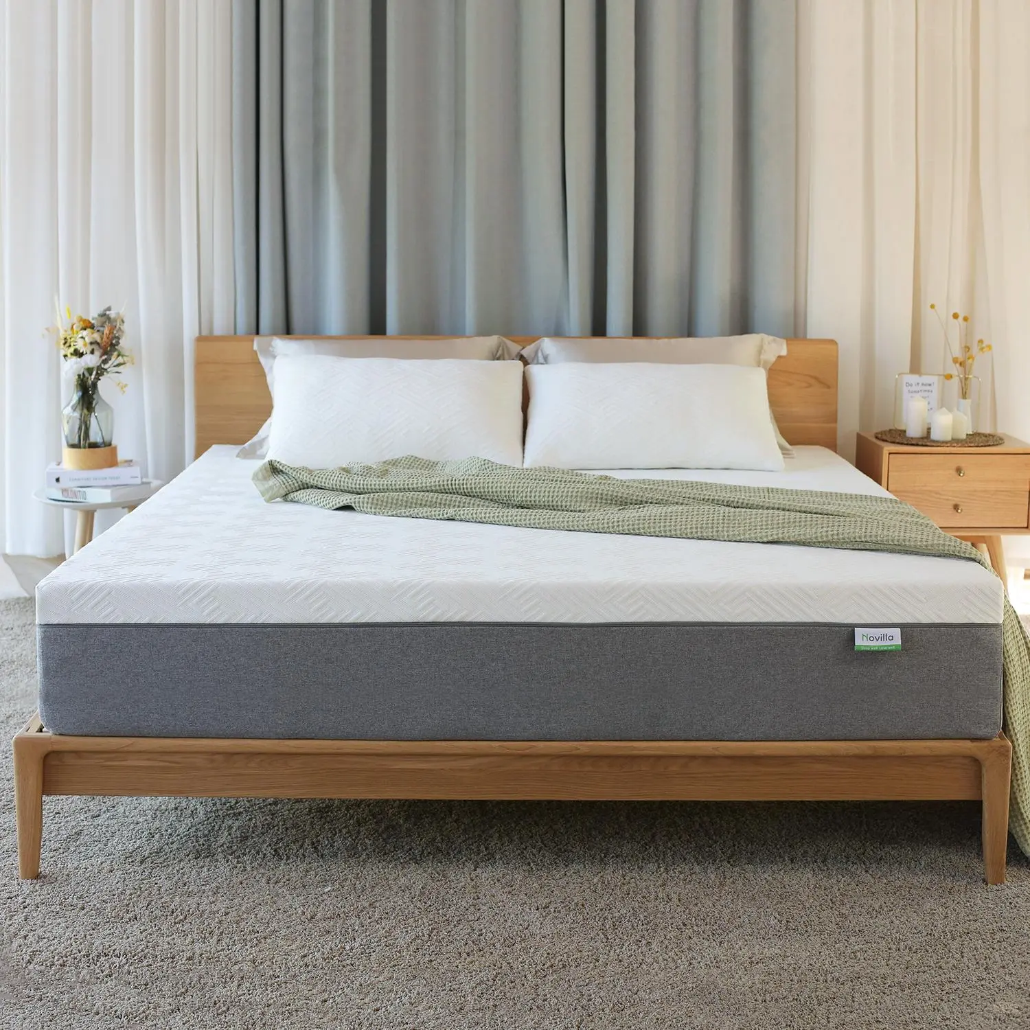 Gel Memory Foam Mattress&Fiberglass-Free - Medium Plush Feel with Motion Isolating, Bliss, King/Queen/Full/Twin, Egg Crate Design, 10/12 Inch ,Easy Maintenance Cooling Technology, queen size mattress,DealsForYouDays