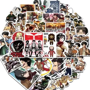 50pcs Attack on Titan Anime Stickers Pack, Waterproof Eren & Levi Ackerman Character Decals for Laptop, Water Bottle, Notebook & Skateboard, Anime Fan Gift, Scrapbooking, Sticker Sheets