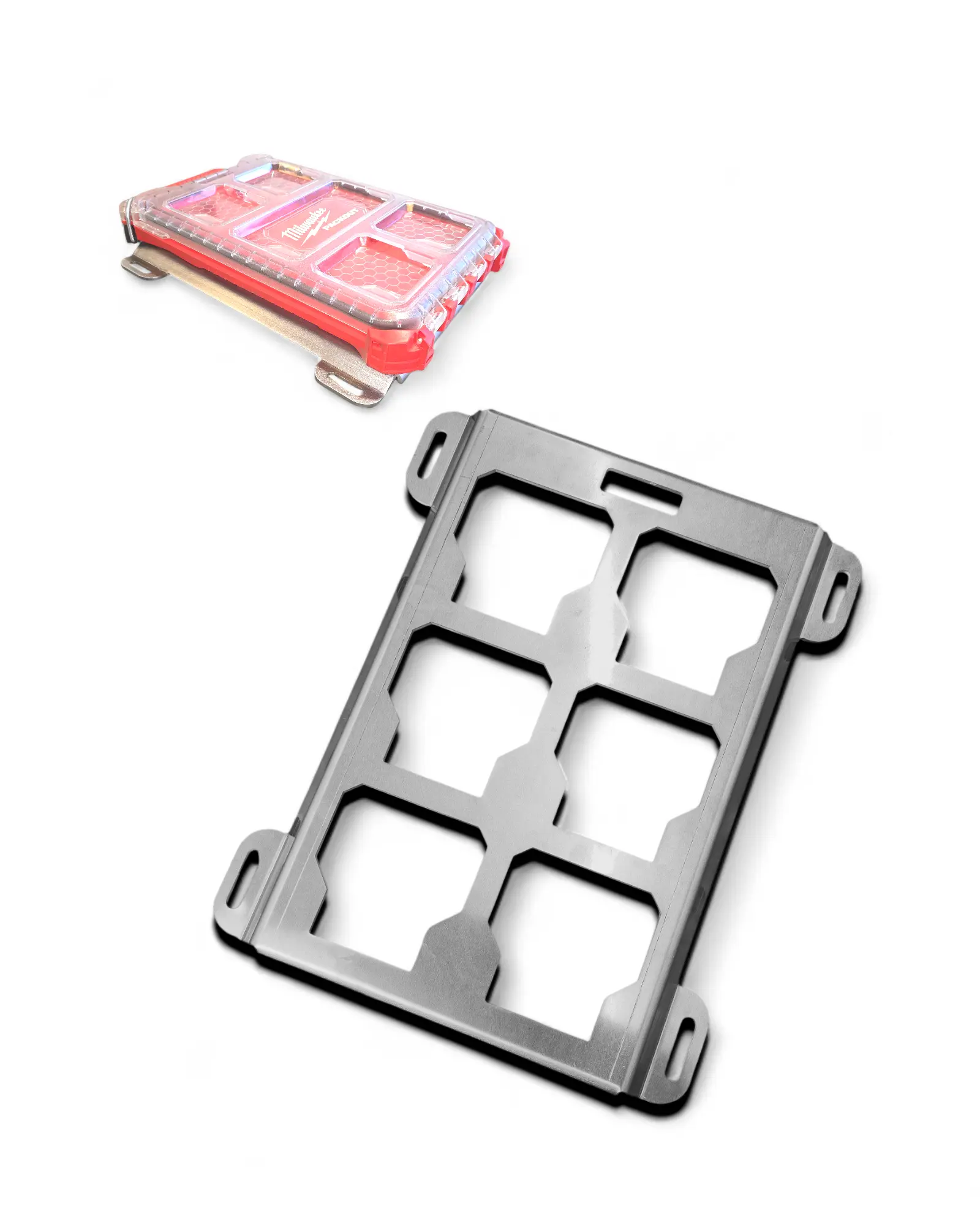 Milwaukee Packout Toolbox Side Mounting Plate - Single Half-Width Low Profile Accessory, 1/8" (11ga) Aluminum Organizer, 0.5 Inches Height, 1/4 Bolt Compatible