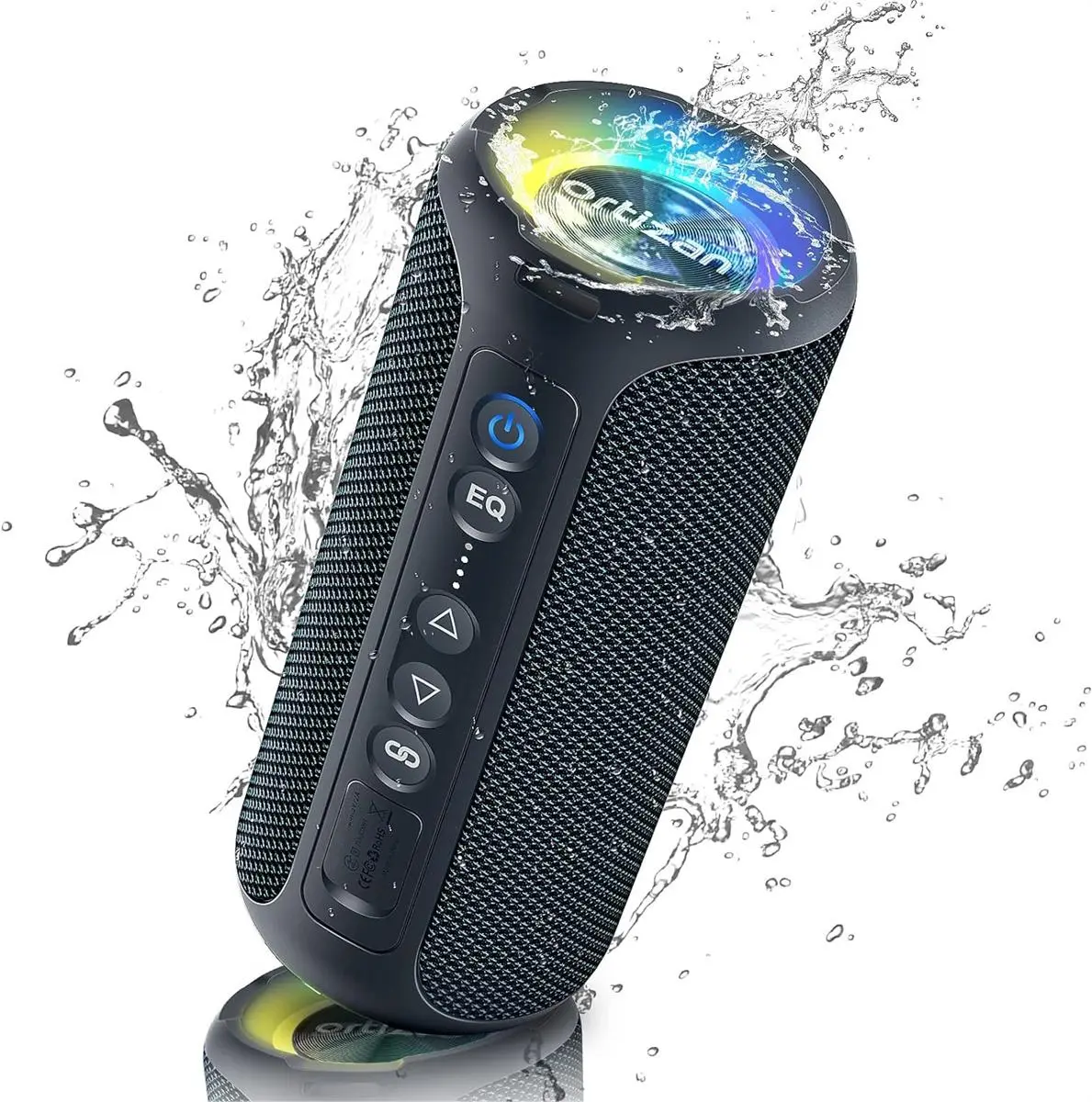 Ortizan Bluetooth Speakers, Portable Wireless Stereo Speaker - IPX7 Waterproof, 30W RMS(40W Peak) Loud Sound, Deep Bass, LED Light, Bluetooth 5.3, for Home/Shower/Outdoor/Beach, Gifts for Adult Springtok