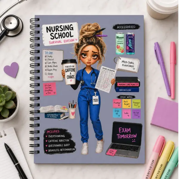 Nursing School Survival Edition Notebook, Nursing Student Gift, Student Nurse Journal, Nursing School Supplies, Future Nurse Gift, Nursing School Humor, Clinical Notebook
